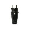 Dugvilla 2P+E fekete gyűrűvel 16A 250V egyenes fekete gumi csavaros IP54 PCE - 0511-ss