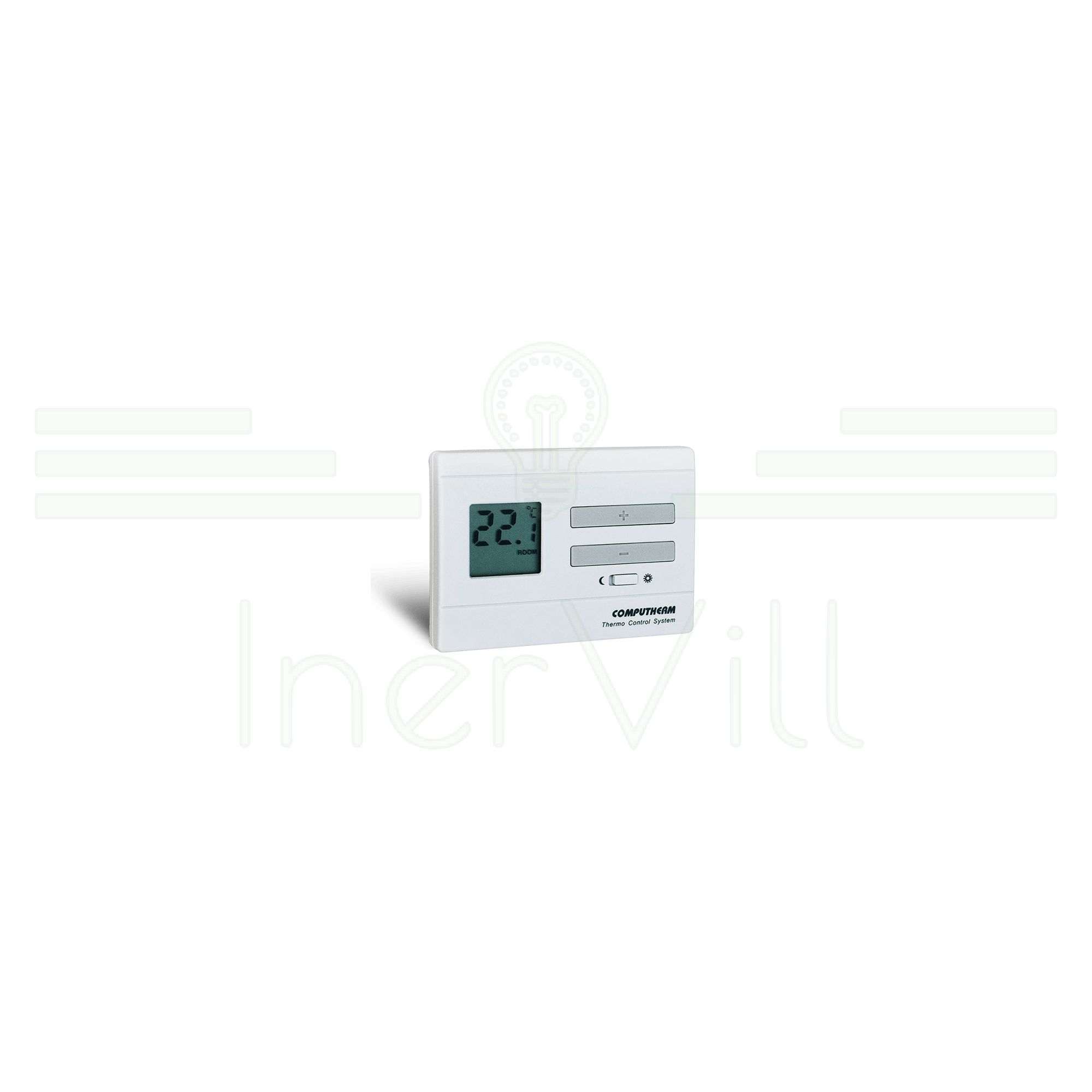 Szobatermosztát LCD +2xAA1,5V-elem digitális 5-40°C 8A 230V elektronikus fehér QUANTRAX - Q3