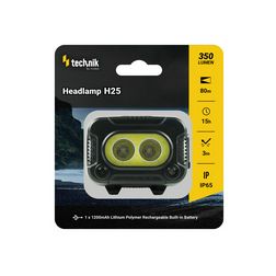 LED fejlámpa 350lm 80m 15h 1,2Ah/Li-ion USB-C IP65 1x tölthető akku teleppel műanyag Modee - MT-H25