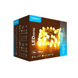 LED karácsonyi fűzér 100LED/10m műanyag kültéri 10db/m fehér-fényű 220-240V AC 2500K Berry Modee - ML-C2009