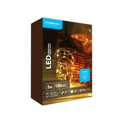 LED karácsonyi fűzér 100LED/5m réz AA-elem 20db/m fehér-fényű 3V DC 2500K IP20 Modee - ML-C1011
