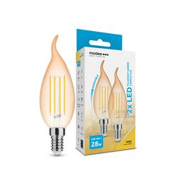 LED lámpa B35 DIM gyertya filament 4W- 28W E14 300lm 818 DIM 220-240V AC 15000h 320° 1800K Modee - ML-CFAFL1800K4WE14DB2