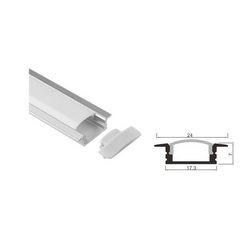 LED szalag profil készlet alumínium 4x7x2000mm +matt fedél +klipsz +végzárók  Clearled - CLW67622M