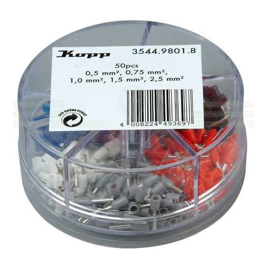 Érvéghüvely készlet szigetelt 0,5-0,75-1-1,5-2,5mm2 - 250db  Kopp - 354498018