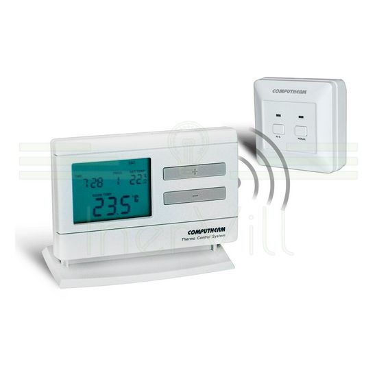 RF szobatermosztát programozható LCD (2xAA1,5V-elemes) +vevő digitális 5-40°C 6A 230V QUANTRAX - Q7RF