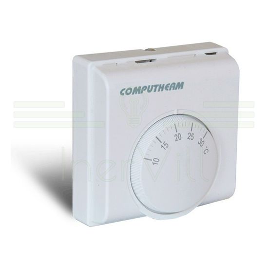 Szobatermosztát analóg komplett 5-30°C 1v 10A 230V falonkívüli fehér QUANTRAX - TR-010